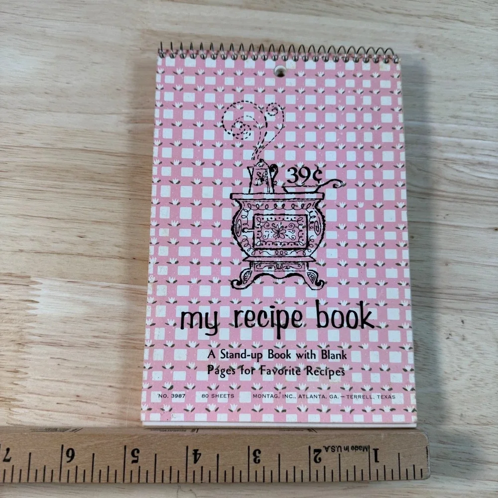 Vintage Montag My Recipe Book Kitchen Spiral Bound Blank Pages - 80 Sheets